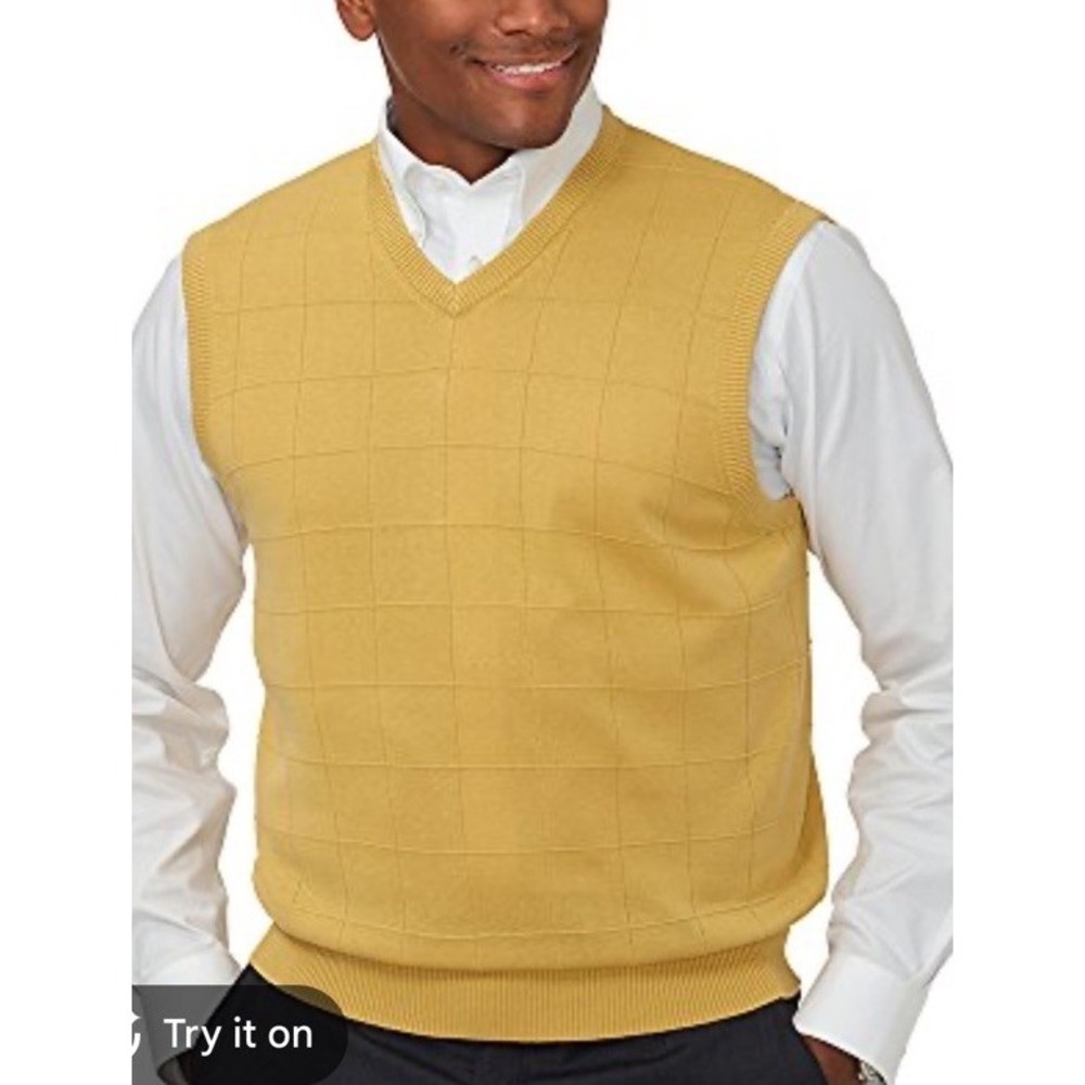 Paul Fredrick 100% Silk Grid Rib Hem Sweater Vest Preppy Golf Office Men's XXL